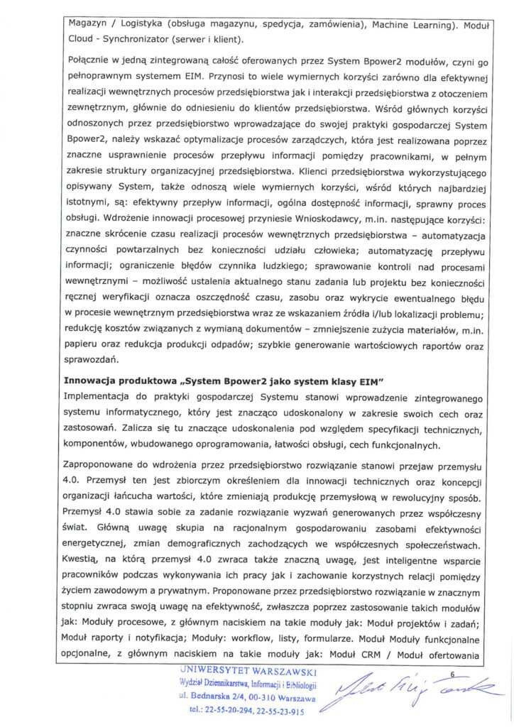 Bpower2 - opinia o innowacyjności