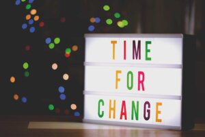 Napis neonowy time for change